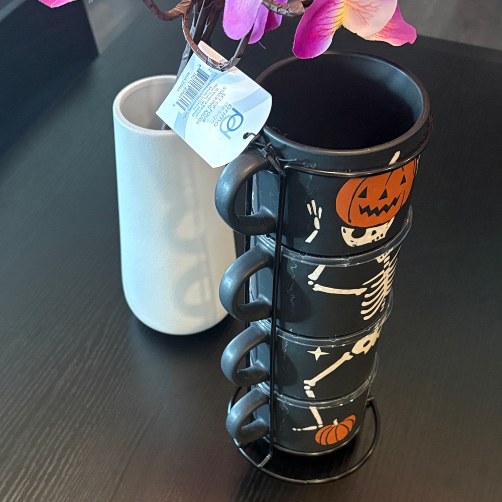 Skeleton and Pumpkin Stackable Mug Set - Picture 3 of 8
